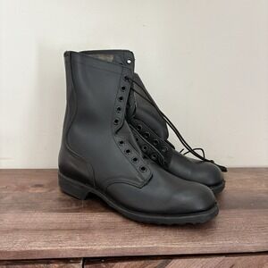 Vintage 1979 Combat Military Boots Genesco CIC Black Men Sz 9.5 W Leather Grunge